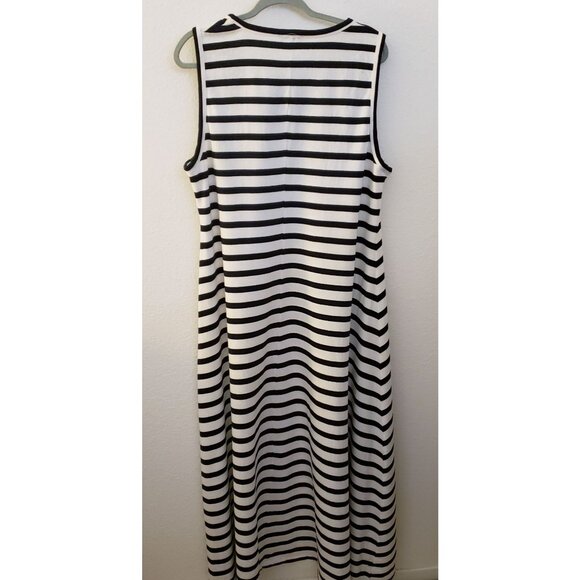 J. Crew Black and White Striped 100% Cotton Sleeveless Maxi Dress XXL EUC - Picture 6 of 12